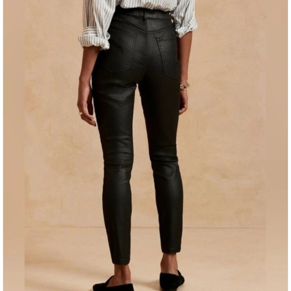 Banana Republic High Rise Skinny Coated Black Ankle Jeans Size 28, 6 Petite New! - Picture 6 of 13